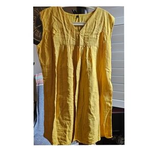 Yellow  100% Cotton Sleeveless Tunic
